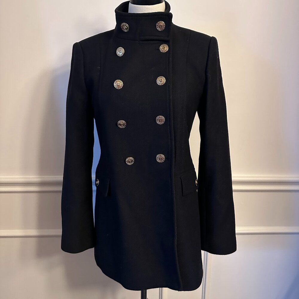 ZARA Black MANTECO Italian Wool Military Jacket, size M ~ pre-owned